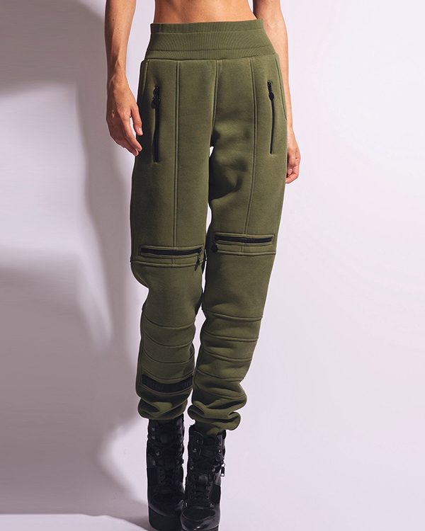 Stylish High-Waisted Solid Color Zipper Casual Sports Pants