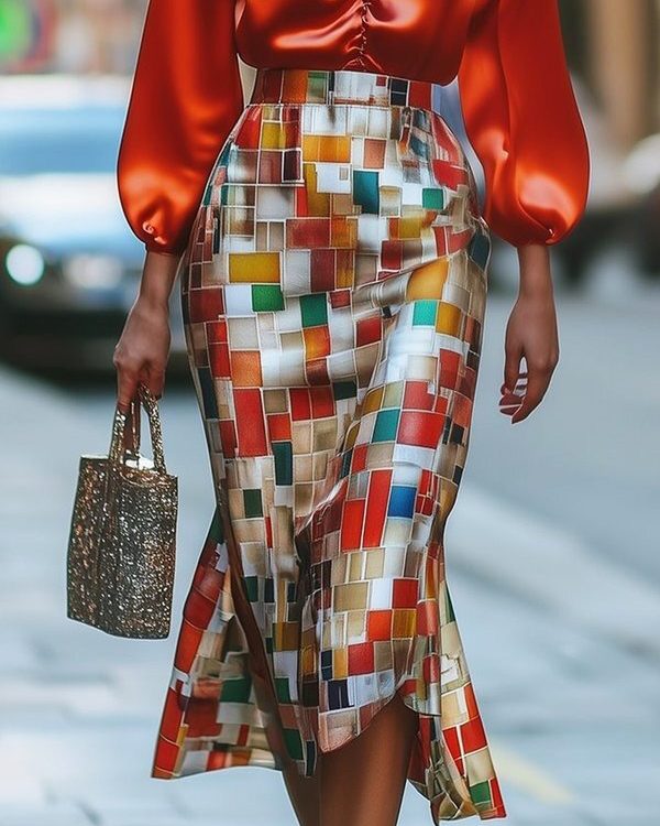 Mermaid Wrap Rainbow Plaid Skirts Bottoms