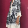 Long Sleeves Loose Printed Lapel Mini Dresses Shirt Dress