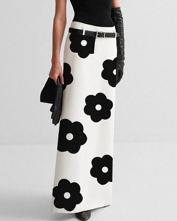 Floral Printed Split-Back Skirts Bottoms