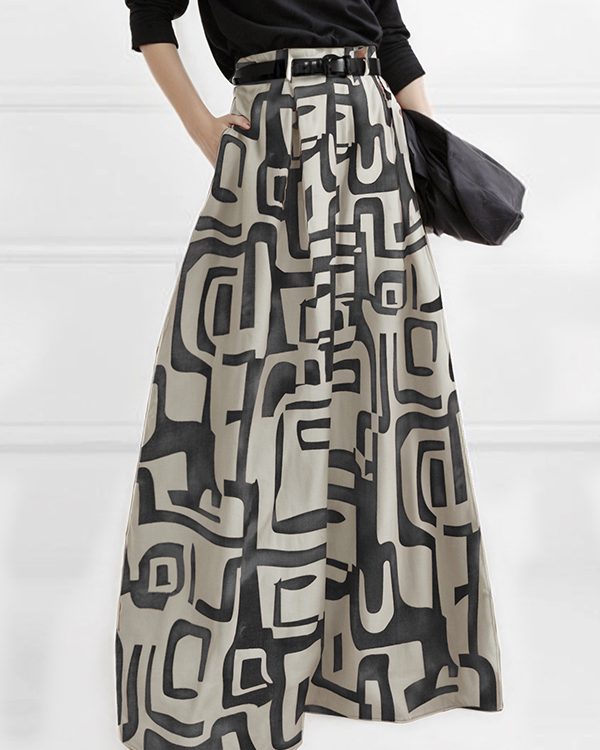 High Waisted Loose Pleated Printed Split-Joint Pants Trousers