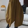 Harem Pants Wide Leg Elasticity Solid Color Split-Joint Pants Trousers
