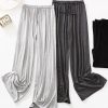 High Waisted Loose Drawstring Elasticity Solid Color Casual Pants Bottoms Trousers