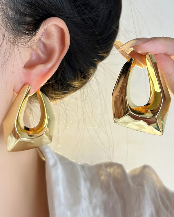 Normcore Geometric Hollow Drop Earrings