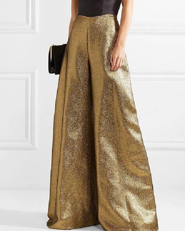 High Waisted Loose Solid Color Pants Trousers