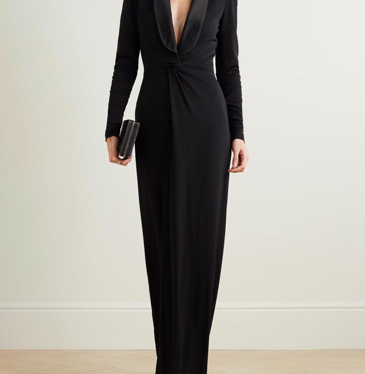 Long Sleeves Skinny Solid Color Deep V-Neck Maxi Dresses