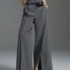 Loose Wide Pants High-Waisted Pleated Split-Front Pants Trousers