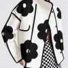 Long Sleeves Loose Contrast Color Flower Print Split-Joint Stand Collar Jackets Outerwear