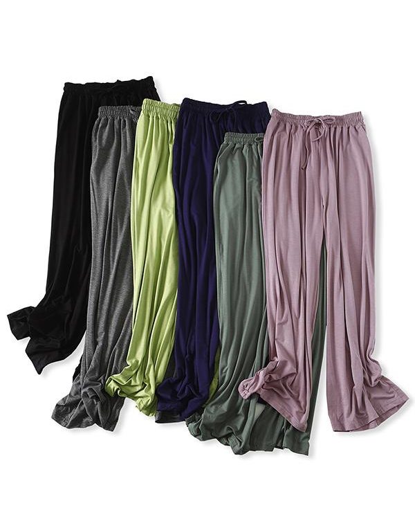 Comfortable Drawstring Solid Color Loose Pants