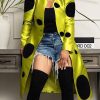 Long Sleeves Loose Pleated Polka-Dot Split-Joint Round-Neck Outerwear