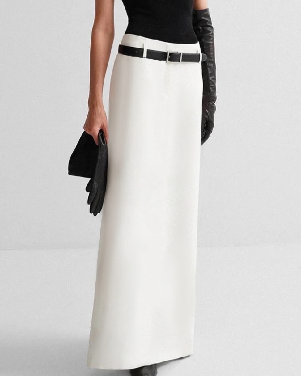 Solid Color Split-Back Skirts Bottoms