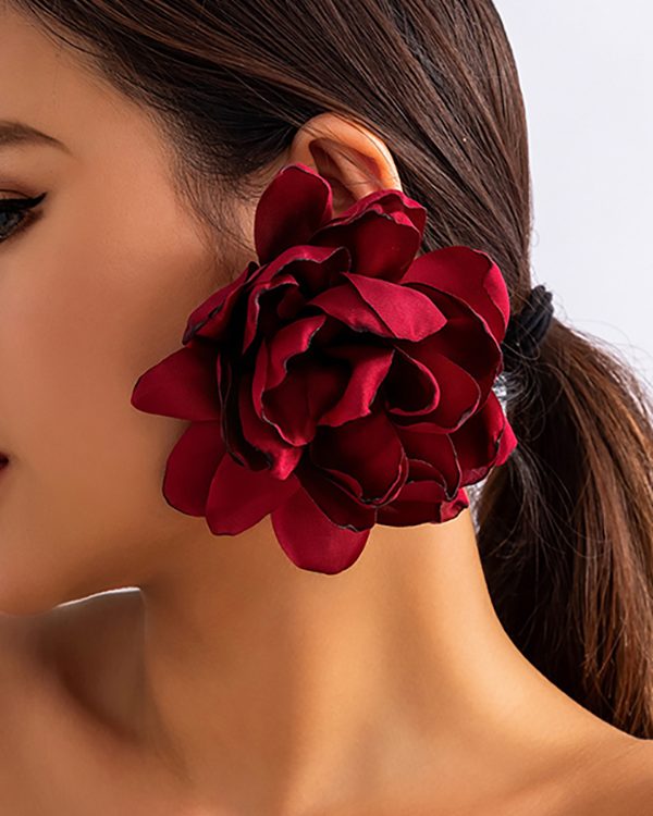 Solid Color Three-Dimensional Flower Drop Earrings