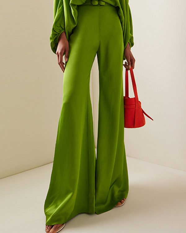 High Waisted Loose Solid Color Split-Joint Pants Trousers
