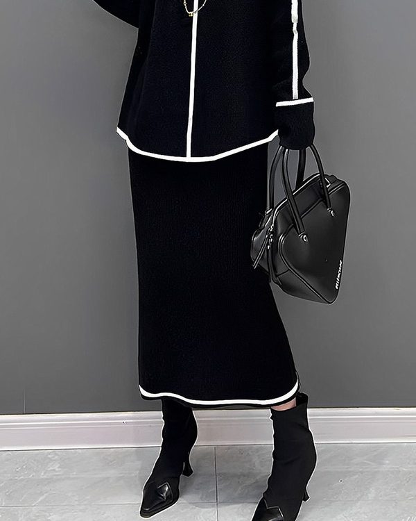High Waisted Loose Contrast Color Skirts Bottoms