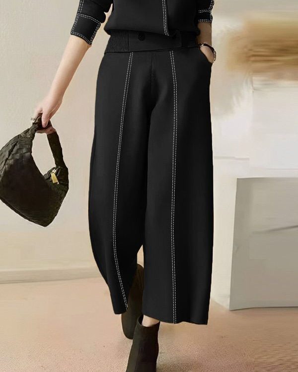 High Waisted Loose Split-Joint Pants Trousers