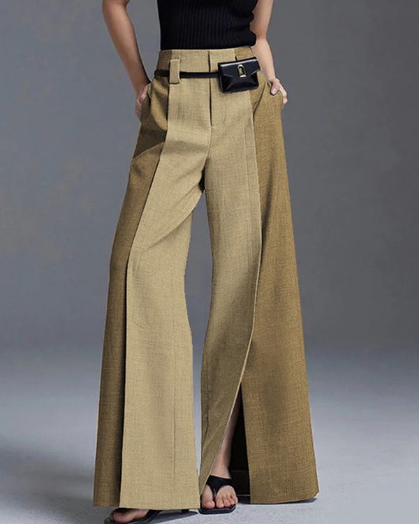 Loose Wide Leg Split-Front Casual Pants Bottoms Trousers