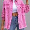 Long Sleeves Loose Fringed Pockets Lapel Outerwear
