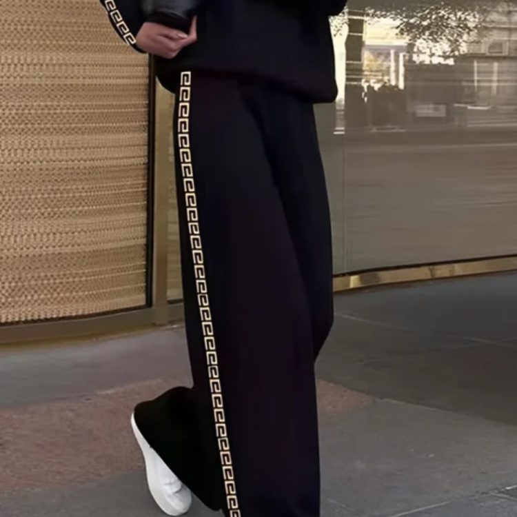 Loose Printed Solid Color Casual Pants Bottoms Trousers