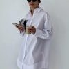 Leisure Fashion Loose Long Sleeves Solid Color Lapel Collar Shirt Dresses