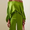 Batwing Sleeves Loose Solid Color Split-Joint Off-The-Shoulder Blouses