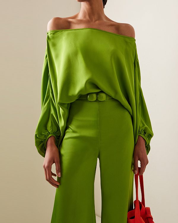 Batwing Sleeves Loose Solid Color Split-Joint Off-The-Shoulder Blouses