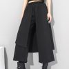 Irregularity Elastic Waist Wide Leg Solid Color Pants