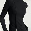Skinny Solid Color Split-Joint High Neck T-shirts