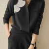 Long Sleeves Loose Asymmetric Floral Printed Split-Joint Lapel Cardigan Tops