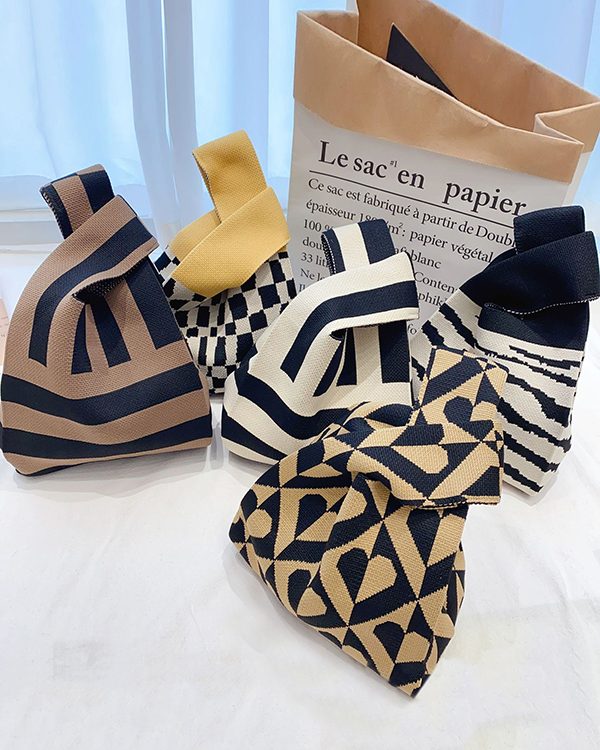 Knitting Checkerboard Zebra-Stripe Striped Bags Accessories Handbags